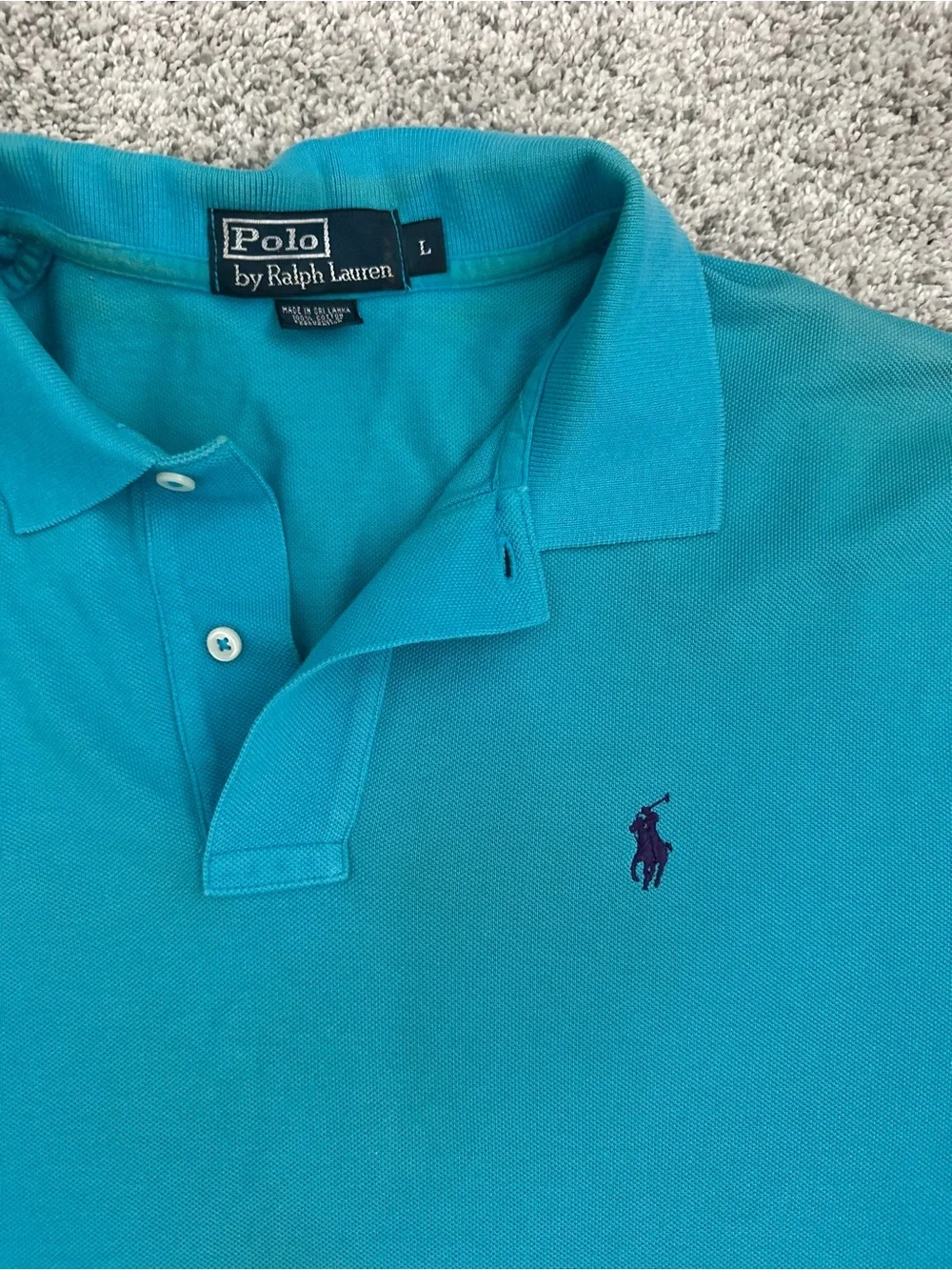 Vintage Polo by Ralph Lauren Turquoise Polo with Purple Pony